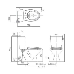 Ảnh công trình thực tế Bồn cầu INAX nắp rửa cơ C-117A/CW-S15VN