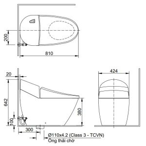 Ảnh công trình thực tế Bồn cầu một khối INAX AC-2700/CW-H17VN nắp rửa điện tử