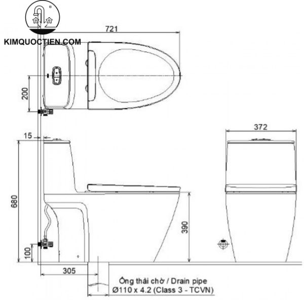 Alternative view of Bồn cầu một khối INAX AC-902+CW-H17VN Nắp rửa điện tử