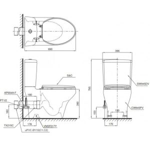 Ảnh công trình thực tế Bồn Cầu Thoát Ngang TOTO CS945PDT3 2 khối