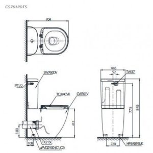 Ảnh công trình thực tế Bồn Cầu TOTO 2 Khối CS761PDT5#XW Nắp Đóng Êm TC384CVK