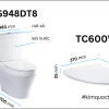 Bồn Cầu TOTO 2 Khối CS948DT8#XW Nắp Đóng Êm TC600VS - ảnh 2