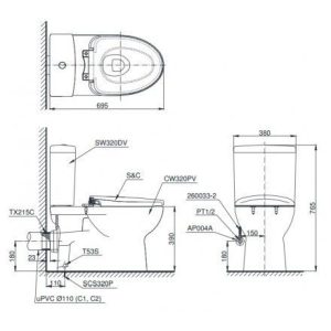 Ảnh công trình thực tế Bồn Cầu TOTO CS320PDRT3#W 2 Khối Nắp Đóng Êm TC385VS
