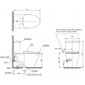 Ảnh công trình thực tế Bồn Cầu TOTO CS326DE2 2 Khối Nắp Cơ TCW07S