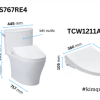 Bồn Cầu TOTO CS767RE4#XW 2 Khối Nắp Rửa Cơ TCW1211A - ảnh 2