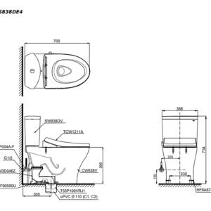 Ảnh công trình thực tế Bồn Cầu TOTO CS838DE4#XW 2 Khối Nắp Rửa Cơ TCW1211A
