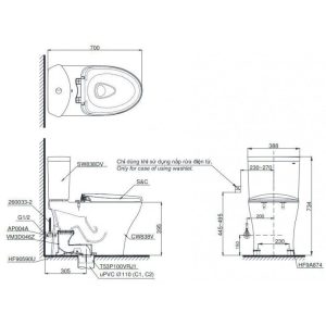 Ảnh công trình thực tế Bồn Cầu TOTO CS838DT2 Hai Khối Nắp TC393VS