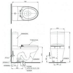 Ảnh công trình thực tế Bồn Cầu TOTO CS945DNE4#XW 2 Khối Nắp Rửa Cơ TCW1211A