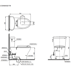 Ảnh công trình thực tế Bồn Cầu TOTO CS986GT9#XW 2 Khối Nắp Đóng Êm TC507CVK-1