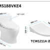 Bồn Cầu TOTO MS188VKE4#XW/T53P100VR 1 Khối Nắp Rửa Cơ TCW1211A - ảnh 2