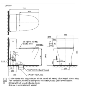 Ảnh công trình thực tế Bồn Cầu TOTO MS188VKE4#XW/T53P100VR 1 Khối Nắp Rửa Cơ TCW1211A