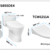Bồn Cầu TOTO MS855DE4#XW 1 Khối Nắp Rửa Cơ TCW1211A - ảnh 2
