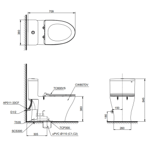 Ảnh công trình thực tế Bồn cầu TOTO MS857DT2 1 khối kèm nắp đóng êm TC393VS