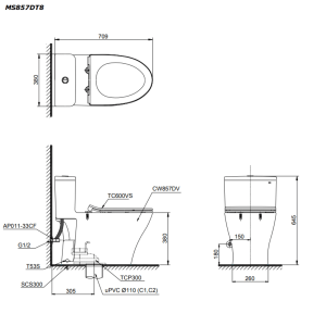 Ảnh công trình thực tế Bồn cầu TOTO MS857DT8 1 khối kèm nắp đóng êm TC600VS