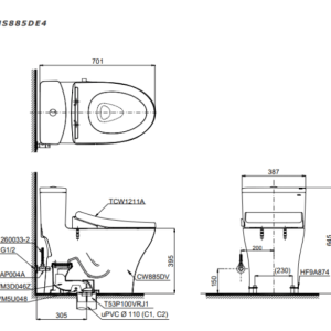 Ảnh công trình thực tế Bồn Cầu TOTO MS885DE4#XW 1 Khối Nắp Rửa Cơ TCW1211A