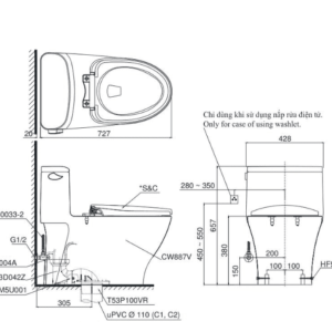 Ảnh công trình thực tế Bồn Cầu TOTO MS887RE4#XW1 Khối Nắp Rửa Cơ TCW1211A
