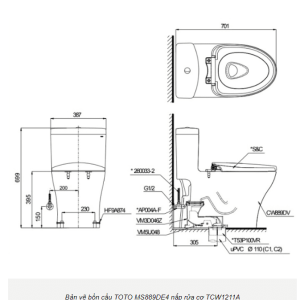 Ảnh công trình thực tế Bồn Cầu TOTO MS889DRE4#XW 1 Khối Nắp Rửa Cơ TCW1211A