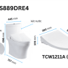 Bồn Cầu TOTO MS889DRE4#XW 1 Khối Nắp Rửa Cơ TCW1211A - ảnh 3