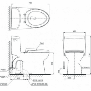 Ảnh công trình thực tế Bồn Cầu TOTO MS905E2#XW 1 Khối Nắp Rửa Cơ TCW07S