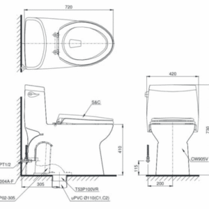 Ảnh công trình thực tế Bồn Cầu TOTO MS905E4#XW 1 Khối Nắp Rửa Cơ TCW1211A