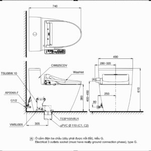 Ảnh công trình thực tế Bồn Cầu WASHLET TOTO MS625CDW15 1 Khối Kèm Nắp Điện Tử TCF24460AAA (220V)