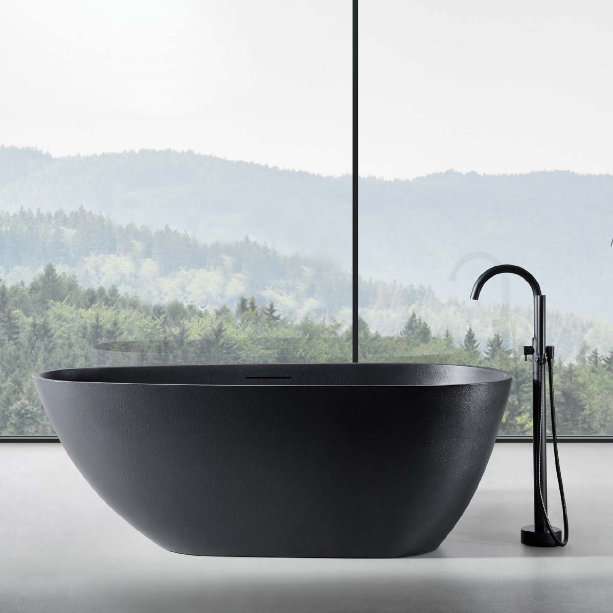 Bồn Tắm Đá MOWOEN MW003-Matt Black 1700mm