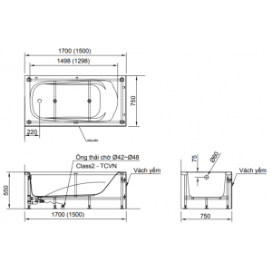Ảnh công trình thực tế Bồn Tắm INAX FBV-1502SR Chân Yếm Phải 1.5M