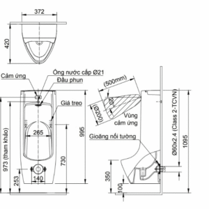 Ảnh công trình thực tế Bồn Tiểu Nam INAX ASU-500V Treo Tường Cảm Ứng