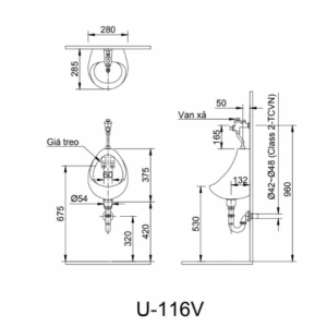 Ảnh công trình thực tế Bồn Tiểu Nam INAX U-116V (U116V) Treo Tường