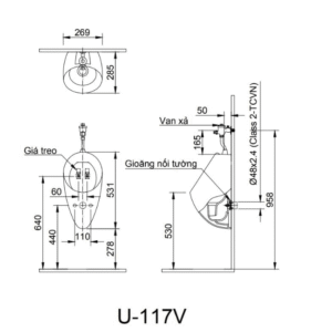 Ảnh công trình thực tế Bồn Tiểu Nam INAX U-117V Treo Tường