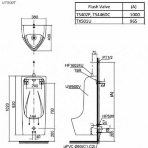 Ảnh công trình thực tế Bồn Tiểu Nam TOTO UT500T#XW Treo Tường