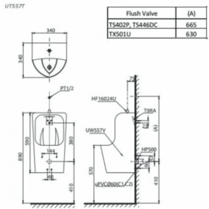 Ảnh công trình thực tế Bồn Tiểu Nam TOTO UT557T#XW Treo Tường