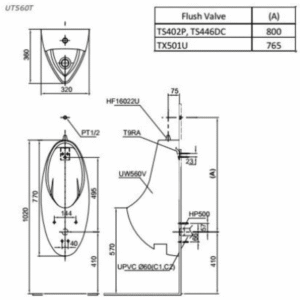 Ảnh công trình thực tế Bồn Tiểu Nam TOTO UT560T#XW Treo Tường
