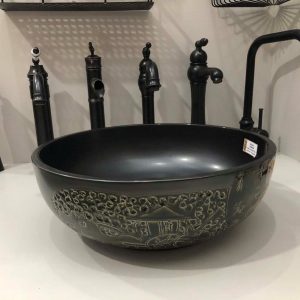 Ảnh công trình thực tế Chậu lavabo đặt bàn Kanly bằng sứ SU142