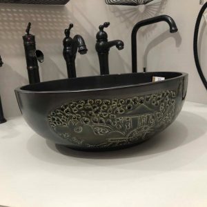 Ảnh công trình thực tế Chậu lavabo đặt bàn Kanly bằng sứ SU142