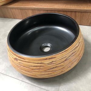 Ảnh công trình thực tế Chậu lavabo đặt bàn Kanly sứ hoa văn SU009