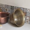 Chậu lavabo Kanly BN100 đặt bàn đồng thau kiểu cổ 340×200 mm - ảnh 3