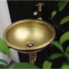 Chậu lavabo Kanly RSC318V đặt bàn đồng thau kiểu cổ tròn 350×120 mm - ảnh 2