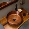 Chậu lavabo Kanly RSC402V đặt bàn đồng thau kiểu cổ tròn 376×115 mm - ảnh 3