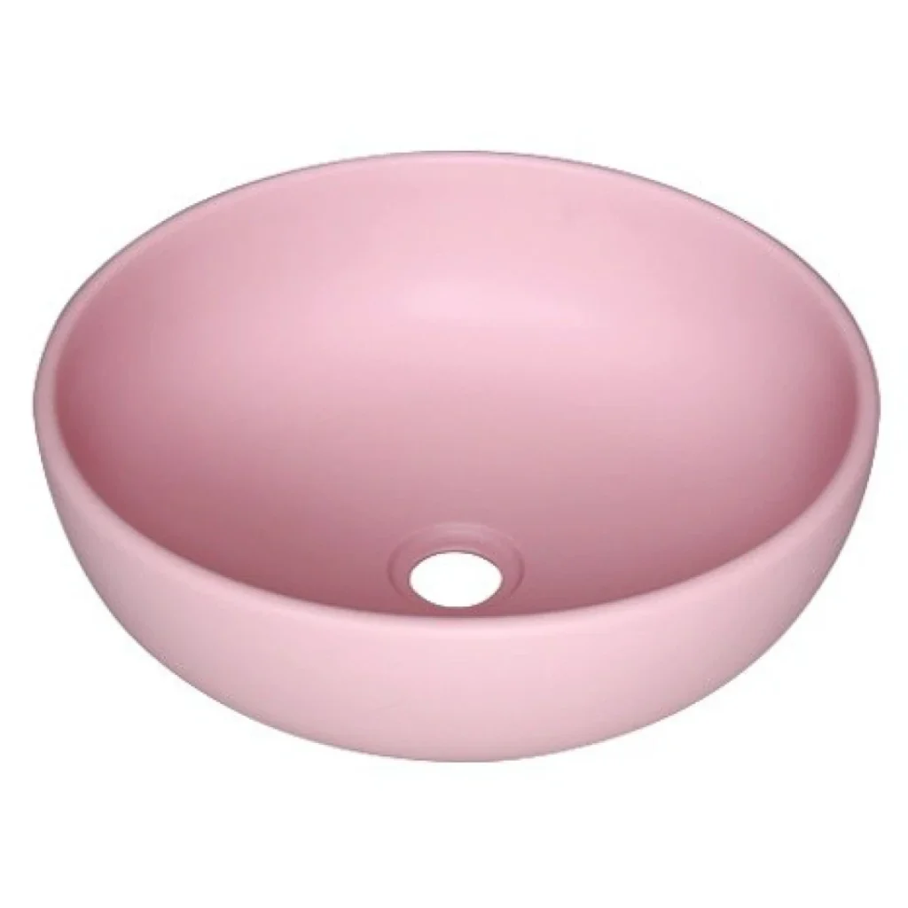 Chậu Lavabo Kanly SU510 Đặt Bàn Sứ Tròn Màu Hồng