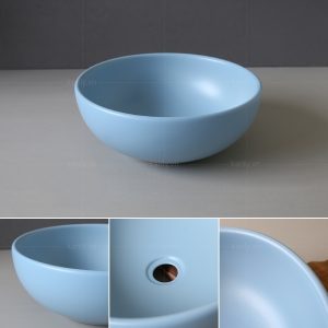 Ảnh công trình thực tế Chậu Lavabo Kanly SU515 Đặt Bàn Sứ Tròn Màu Xanh