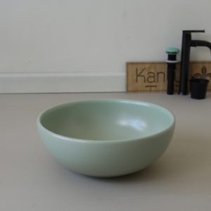 Ảnh công trình thực tế Chậu Lavabo Kanly SU516 Đặt Bàn Sứ Tròn Màu Xanh Ngọc