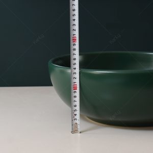 Ảnh công trình thực tế Chậu Lavabo Kanly SU519 Đặt Bàn Sứ Tròn Màu Xanh Lá