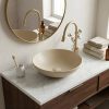 Chậu Lavabo Kanly SU531L Đặt Bàn Sứ Tròn Màu Be 400×140 mm - ảnh 3