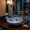 Chậu lavabo sứ hoa văn mỹ thuật SU121 - ảnh 3