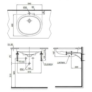 Ảnh công trình thực tế Chậu Lavabo TOTO LT764#XW Âm Bàn
