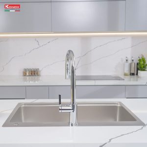 Ảnh công trình thực tế Chậu Rửa Chén KONOX KN8151TS Dekor Chống Xước Inox 1 Hộc