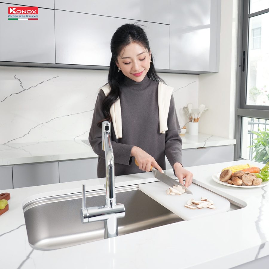 Ảnh công trình thực tế Chậu rửa bát chống xước phong cách Nhật TARI 7851SR
