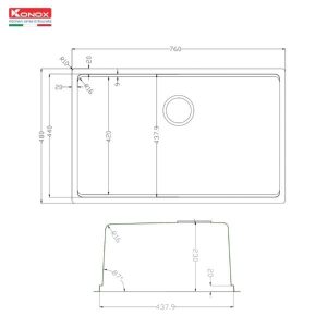 Ảnh công trình thực tế Chậu rửa bát 1 hố Konox Tari 7648SM