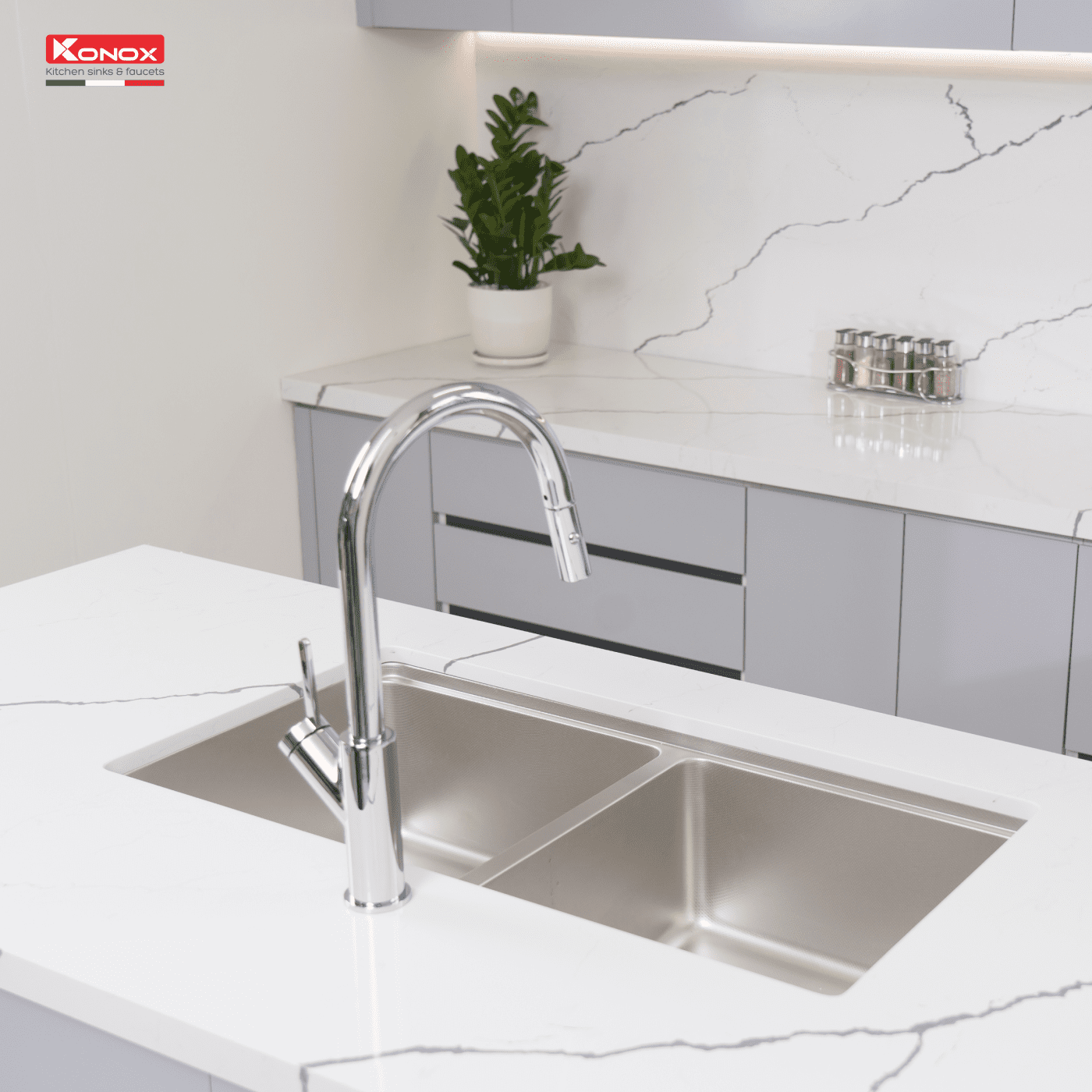 Ảnh công trình thực tế Chậu Rửa Chén KONOX KN8646DU Dekor Basic 2 Hộc Inox